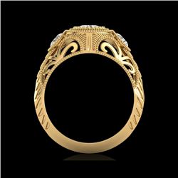 1.06 ctw VS/SI Diamond Solitaire Art Deco 3 Stone Ring 18K Yellow Gold