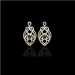 7 ctw Tanzanite & Micro Pave VS/SI Diamond Earrings 14K Yellow Gold