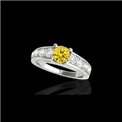 3.05 ctw Certified SI/I Fancy Intense Yellow Diamond Ring 10K White Gold
