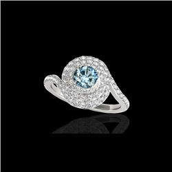 2.11 ctw SI Certified Fancy Blue Diamond Halo Ring 10K White Gold