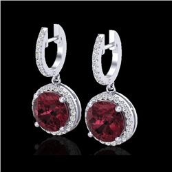 5.50 ctw Garnet & Micro Pave VS/SI Diamond Earrings 18K White Gold