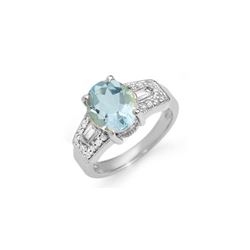 3.55 ctw Aquamarine & Diamond Ring 14K White Gold