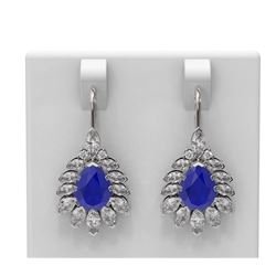 12.1 ctw Sapphire & Diamond Earrings 18K White Gold