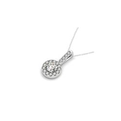 2 ctw Certified VS/SI Diamond Halo Necklace 14K White Gold