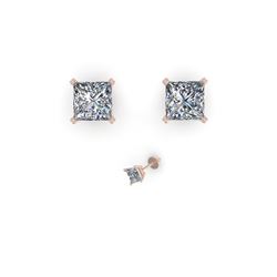 1.00 ctw Princess Cut VS/SI Diamond Designer Earrings 14K White Gold