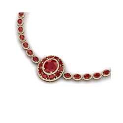 43.54 ctw Ruby & VS Diamond Necklace 18K Yellow Gold