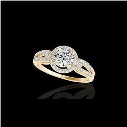 1.25 ctw Certified Diamond Solitaire Halo Ring 10K Yellow Gold
