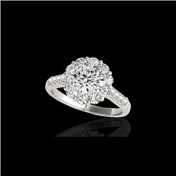 2 ctw Certified Diamond Solitaire Halo Ring 10K White Gold