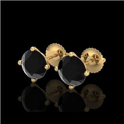 3.01 ctw Fancy Black Diamond Art Deco Stud Earrings 18K Yellow Gold