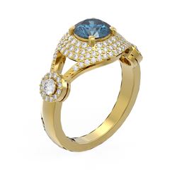 2.18 ctw Intense Blue Diamond Ring 18K Yellow Gold