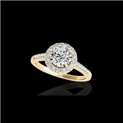 2 ctw Certified Diamond Solitaire Halo Ring 10K Yellow Gold