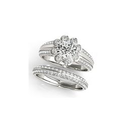 1.21 ctw Certified VS/SI Diamond 2pc Wedding Set Halo 14K White Gold