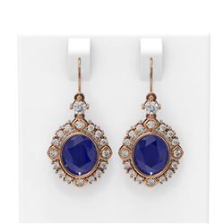 9.52 ctw Sapphire & Diamond Earrings 18K Rose Gold