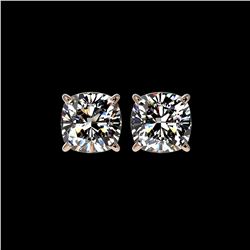 2.50 ctw VS/SI Quality Cushion Diamond Stud Earrings 10K Rose Gold