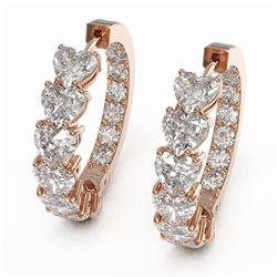 9.5 ctw Heart Shape Diamond Earrings 18K Rose Gold