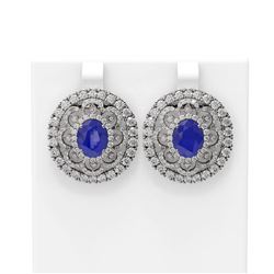 13.11 ctw Sapphire & Diamond Earrings 18K White Gold