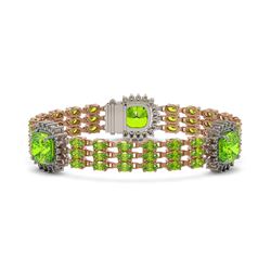 38.11 ctw Peridot & Diamond Bracelet 14K Rose Gold