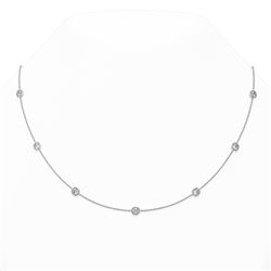 3.63 ctw Cushion cut Diamond Station Necklace 18K White Gold