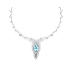 24.32 ctw Sky Topaz & VS Diamond Necklace 18K White Gold