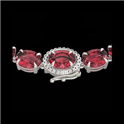 66 ctw Pink Tourmaline & VS/SI Diamond Micro Necklace 14K White Gold
