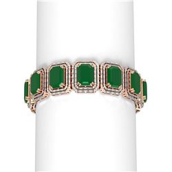 85.91 ctw Emerald & Diamond Bracelet 18K Rose Gold