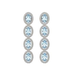 4.68 ctw Aquamarine & Diamond Micro Pave Halo Earrings 10K White Gold