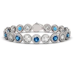 15.35 ctw Blue & Diamond Micro Pave Bracelet 18K White Gold