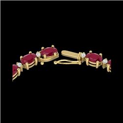 35 ctw Ruby & VS/SI Diamond Certified Eternity Necklace 10K Yellow Gold