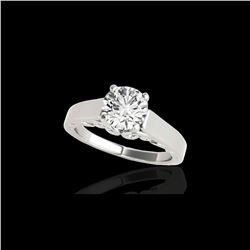 1 ctw Certified Diamond Solitaire Ring 10K White Gold
