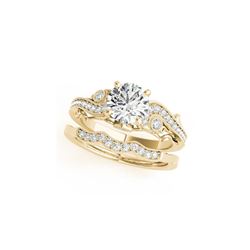 1.32 ctw Certified VS/SI Diamond 2pc Wedding Set Antique 14K Yellow Gold