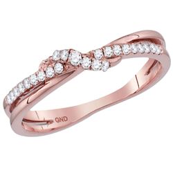 14kt Rose Gold Round Diamond Crossover Stackable Band Ring 1/6 Cttw