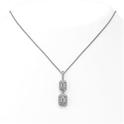 1.25 ctw Emerald Cut Diamond Designer Necklace 18K White Gold