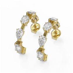 4.2 ctw Mix Cut Diamonds Designer Earrings 18K Yellow Gold