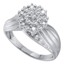 10kt White Gold Round Diamond Cluster Ring 1/5 Cttw