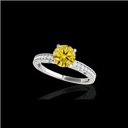 1.43 ctw Certified SI Intense Yellow Diamond Antique Ring 10K White Gold