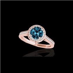 1.93 ctw SI Certified Fancy Blue Diamond Halo Ring 10K Rose Gold