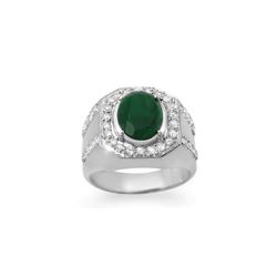 5.25 ctw Emerald & Diamond Men's Ring 10K White Gold