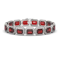 33.41 ctw Garnet & Diamond Micro Pave Halo Bracelet 10K White Gold