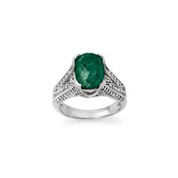 4.75 ctw Emerald & Diamond Ring 18K White Gold