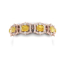 37.15 ctw Canary Citrine & VS Diamond Bracelet 18K Rose Gold