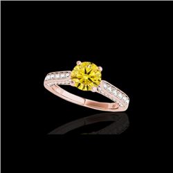1.6 ctw Certified SI/I Fancy Intense Yellow Diamond Ring 10K Rose Gold