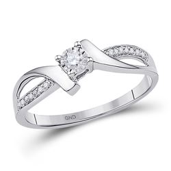 10kt White Gold Round Diamond Solitaire Promise Bridal Ring 1/10 Cttw