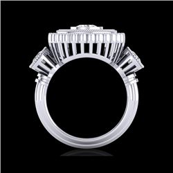 2.62 ctw VS/SI Diamond Solitaire Art Deco 3 Stone Ring 18K White Gold