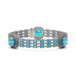 38.62 ctw Swiss Topaz & Diamond Bracelet 14K White Gold