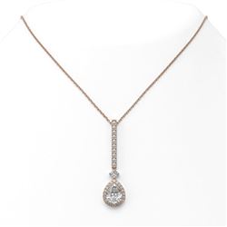 2.25 ctw Pear Cut Diamond Designer Necklace 18K Rose Gold