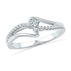 10kt White Gold Round Diamond Solitaire Promise Bridal Ring 1/6 Cttw