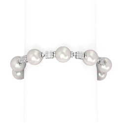 5.3 ctw Diamond and Pearl Bracelet 18K White Gold
