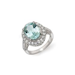 4.50 ctw Aquamarine & Diamond Ring 14K White Gold