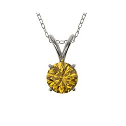 .50 ctw Certified Intense Yellow Diamond Necklace 10K White Gold