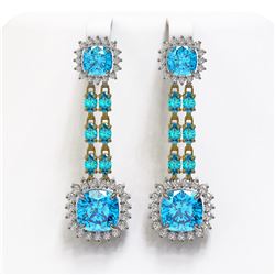 19.64 ctw Swiss Topaz & Diamond Earrings 14K Yellow Gold
